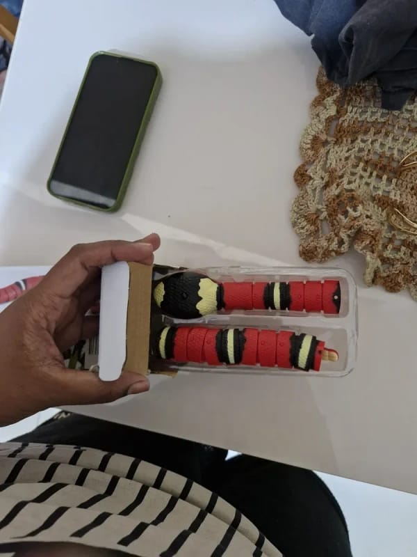 Customer photo review of The Slither — Auto Sensing Cat Snake Toy