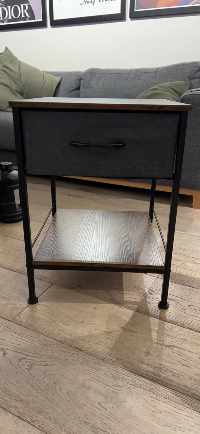 Customer photo review of Metal Frame Bedside Table with Storage