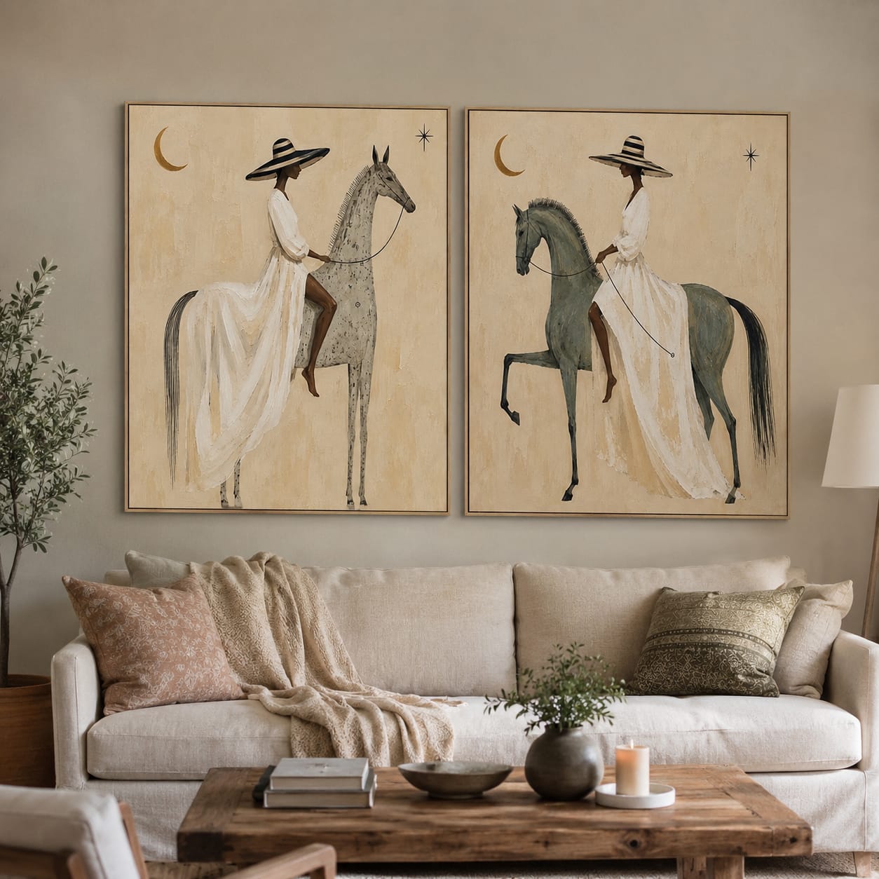 Customer photo review of Moonlit Grace-Woman Rider Diptych Painting