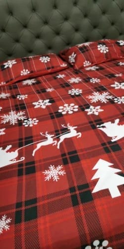 Customer photo review of Christmas Duvet Cover Set – Elk Snowflake Print 3-Piece Bedding
