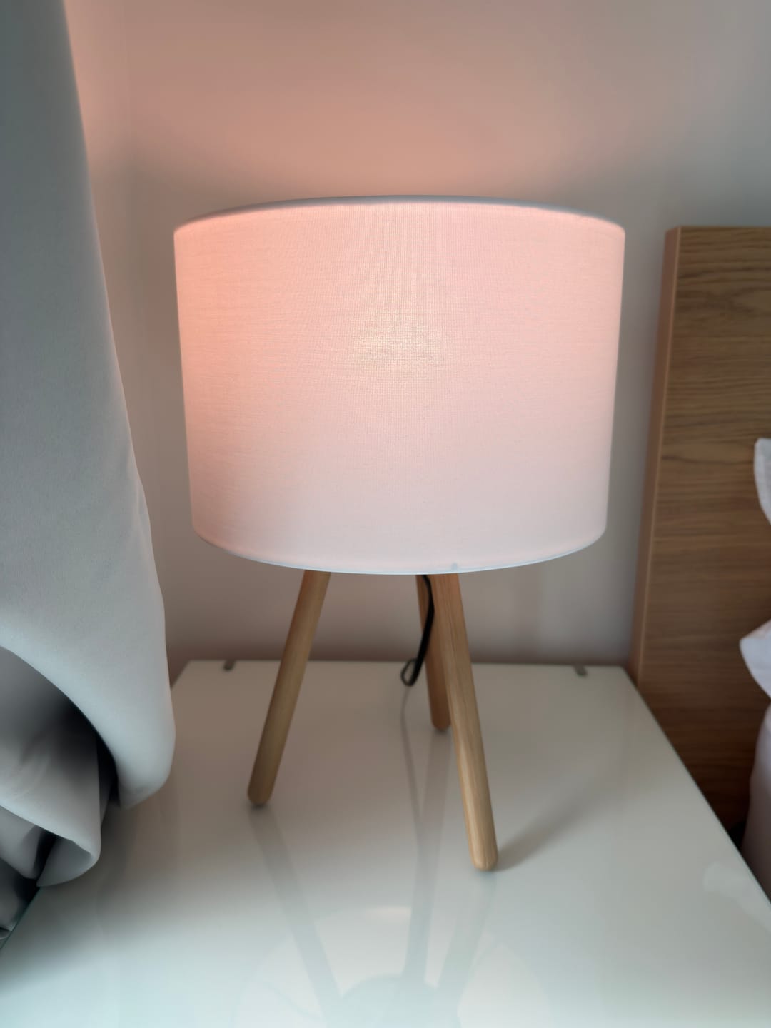 Customer photo review of TOKYO Wood Tripod Table Lamp for Bedroom & Nightstand