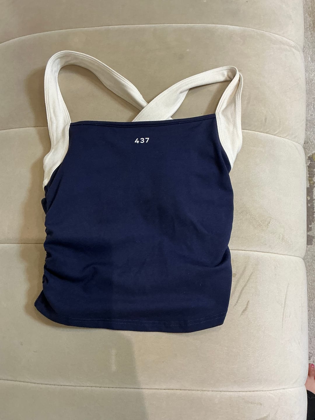 Customer photo review of The Sculpt Tank Navy & Cream