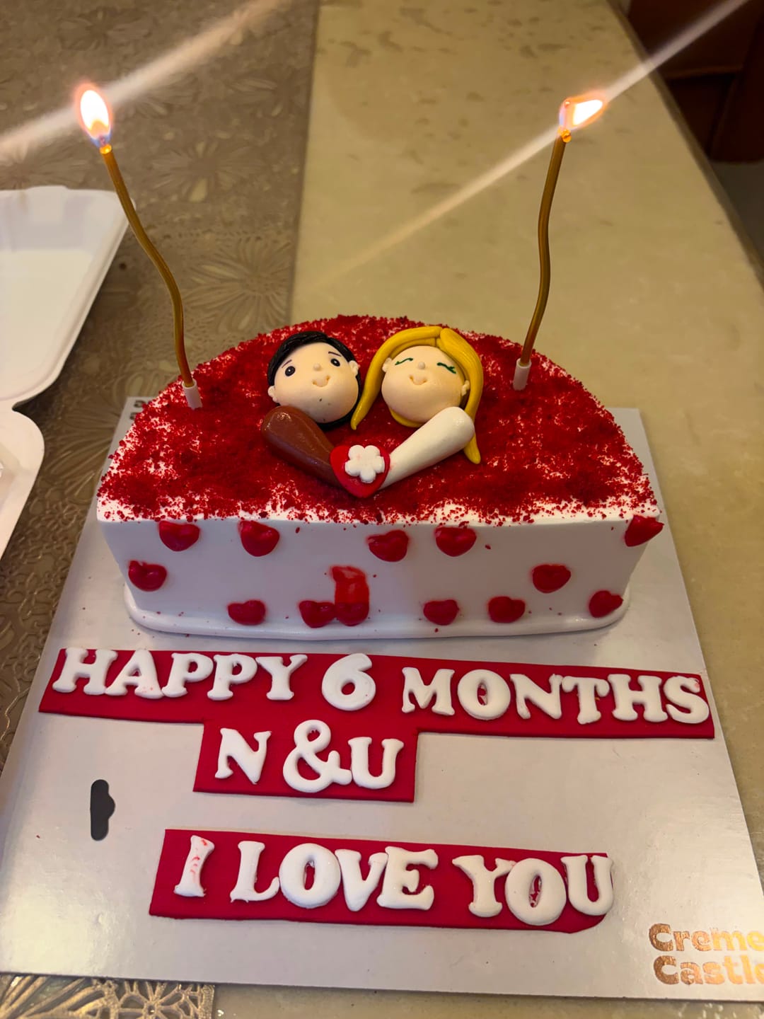 Customer photo review of 6 Months Anniversary Design Cake