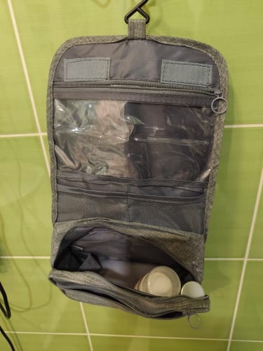 Customer photo review of Men's Toiletry Bag – Waterproof Hanging Travel Wash Pouch