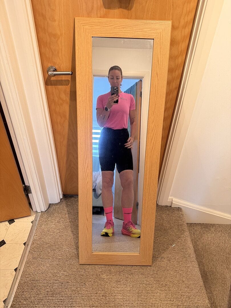 Customer photo review of Performance Running Socks - Neon Pink