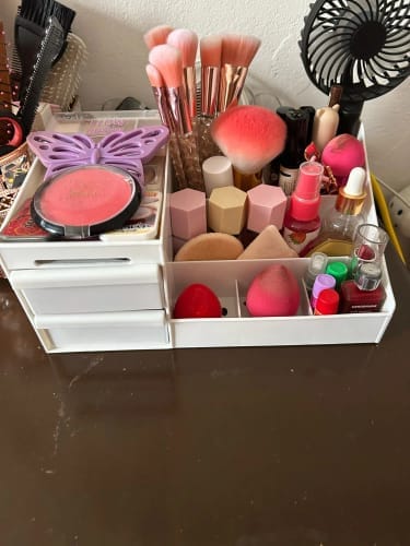 Customer photo review of Makeup Storage Drawer – Plastic Desktop Cosmetics Shelf