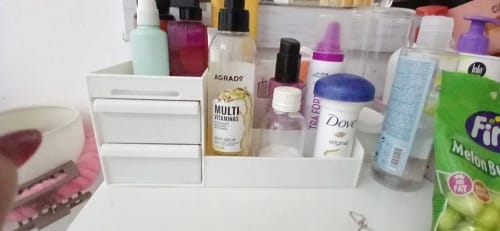 Customer photo review of Makeup Storage Drawer – Plastic Desktop Cosmetics Shelf