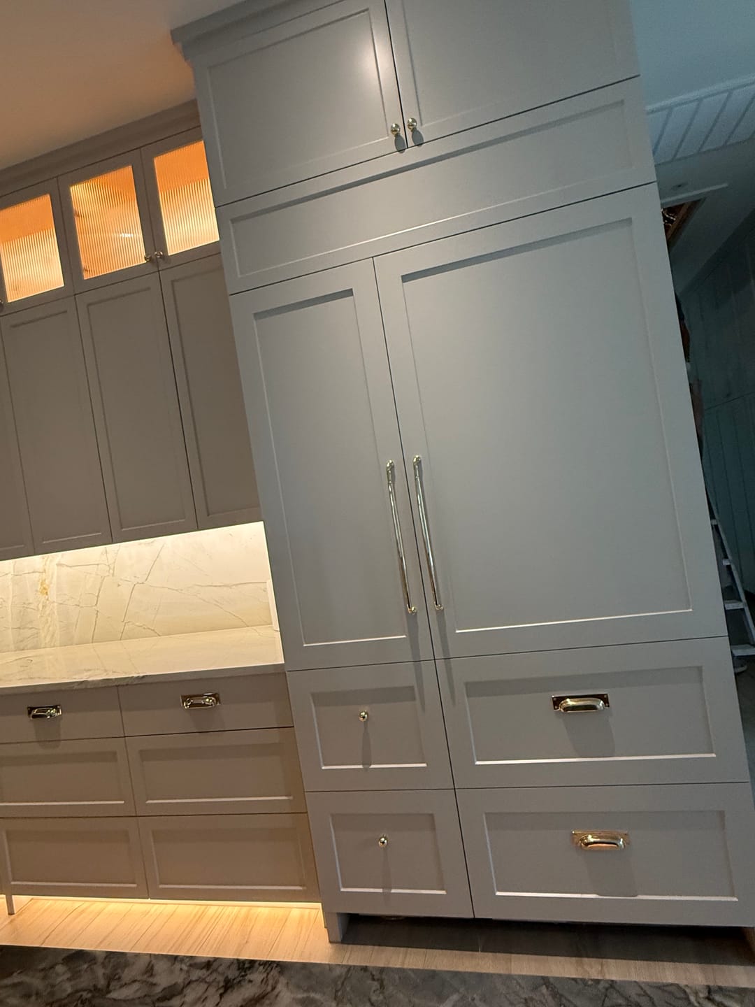 Customer photo review of Rectangle Bin Pulls 4",6" - Unlacquered Polished Brass