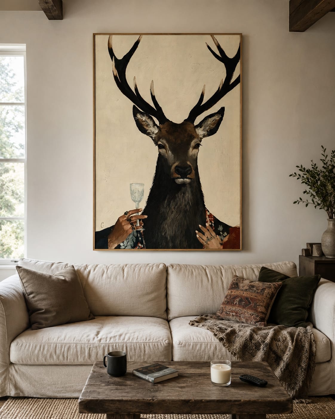 Customer photo review of Velvet Stag-Cocktail Deer Portrait Painting