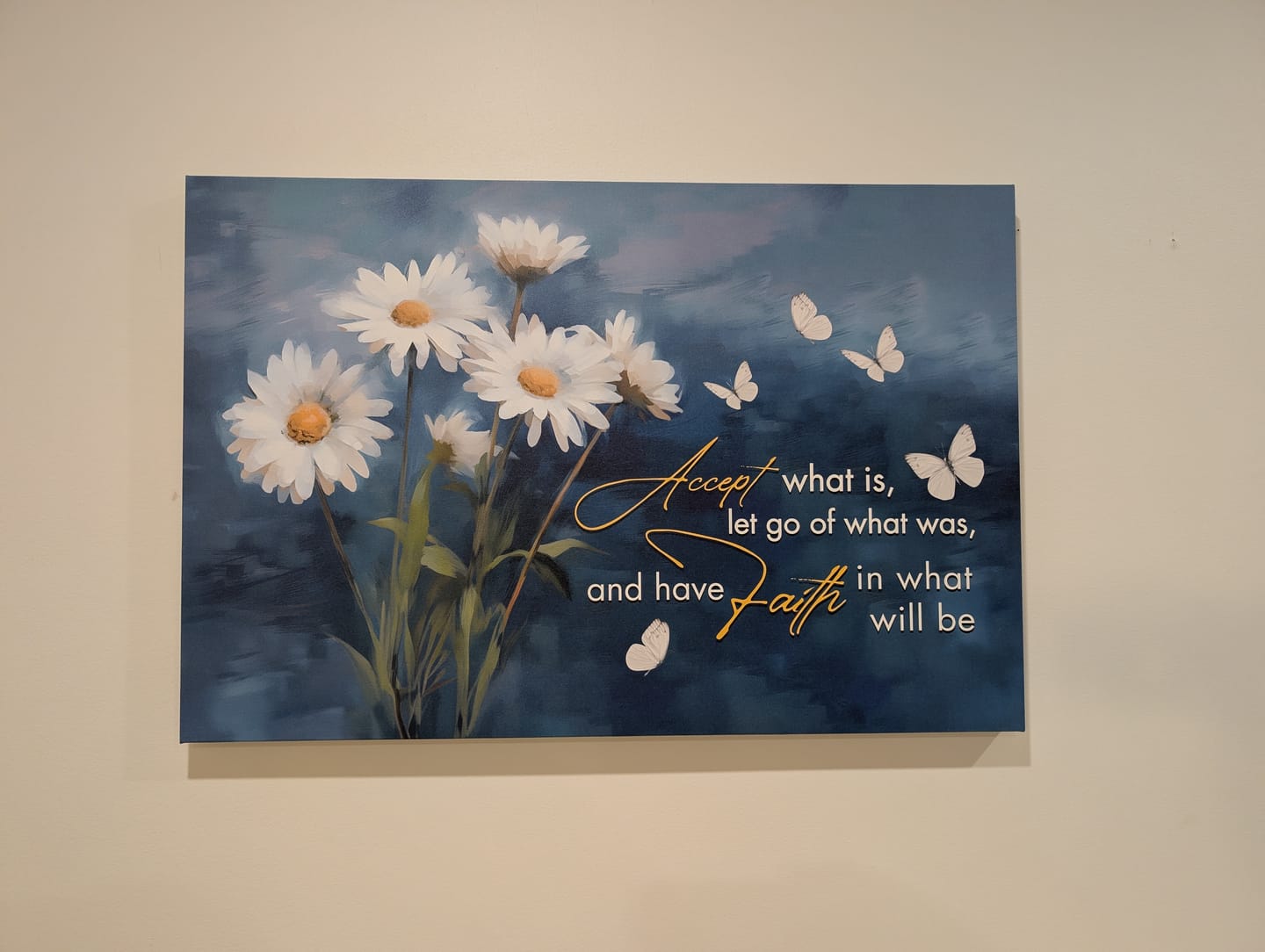 Customer photo review of Accept What is Let Go of What Was, Daisies and Butterflies, Christian Wall Art Canvas