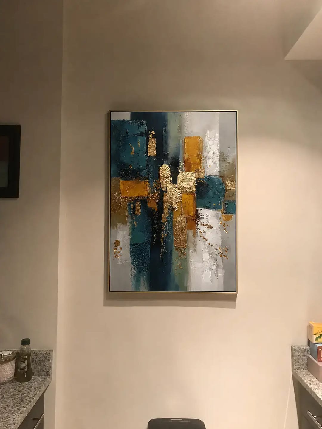Customer photo review of Gilded Teal Layers Abstract Wall Art