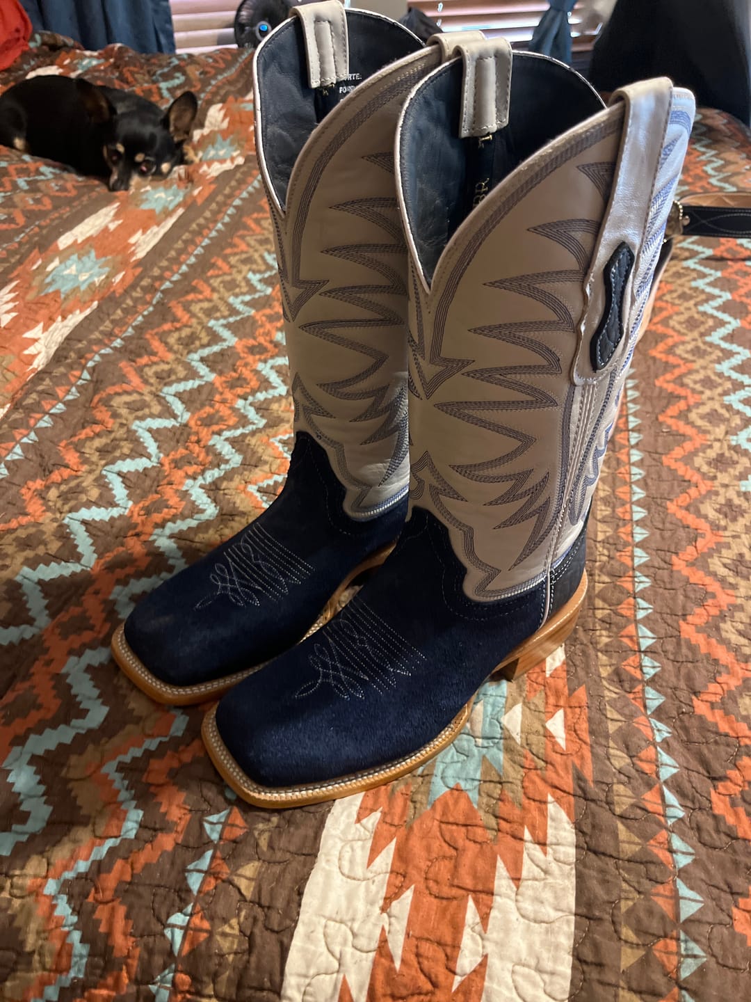Customer photo review of Blue Jean Rough-Out Boots - Square Toe