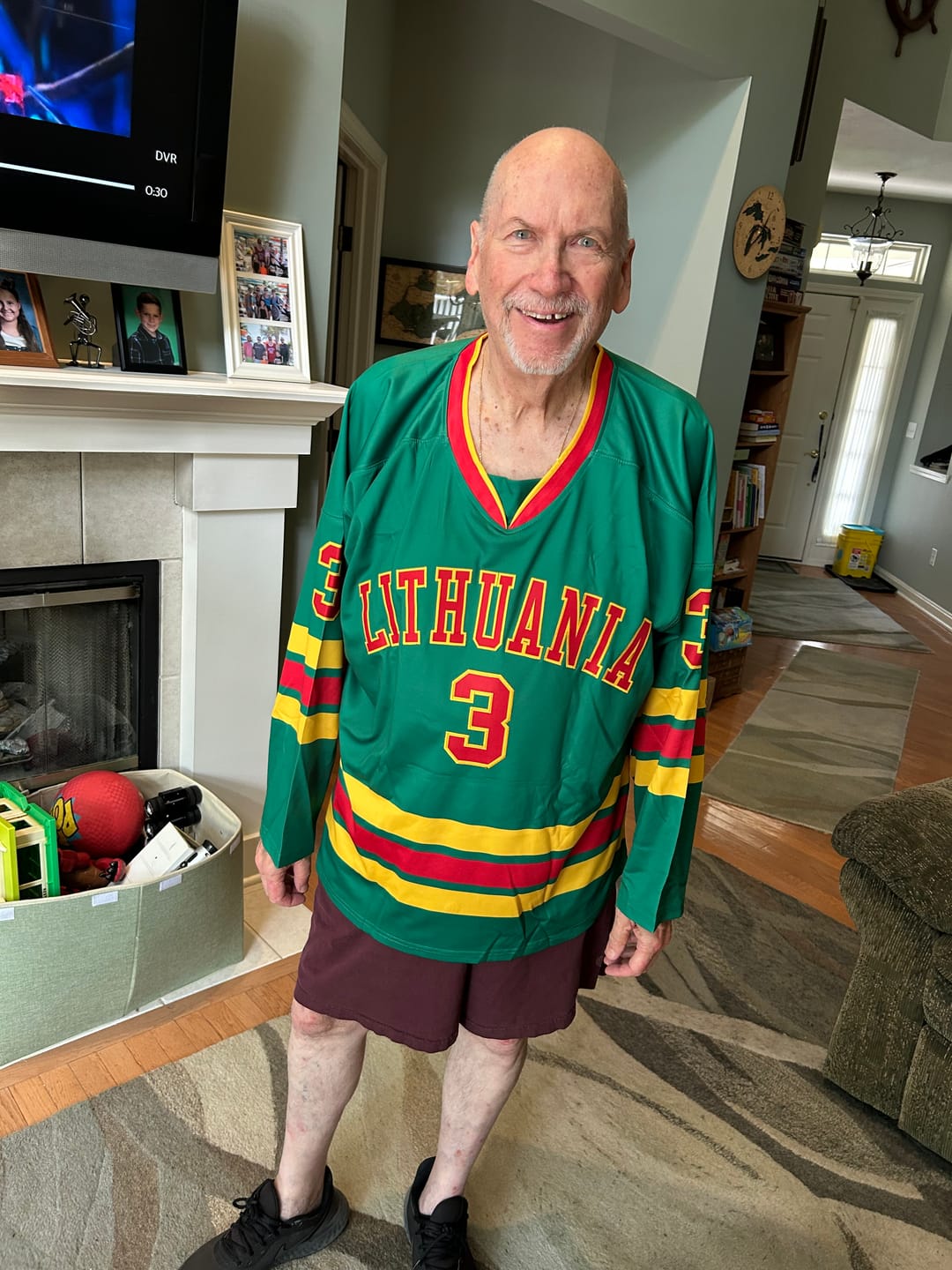 Customer photo review of Custom Kelly Green Red-Gold Classic Style Hockey Jersey