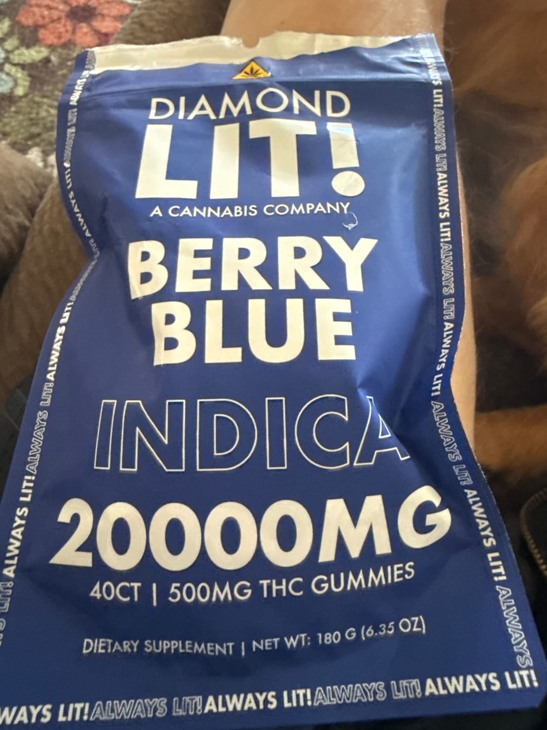 Customer photo review of LIT THC Gummies 20000MG 40 Count -  Berry Blue Indica