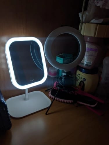 Customer photo review of LED Vanity Mirror – Touch Control Desktop Dressing Mirror