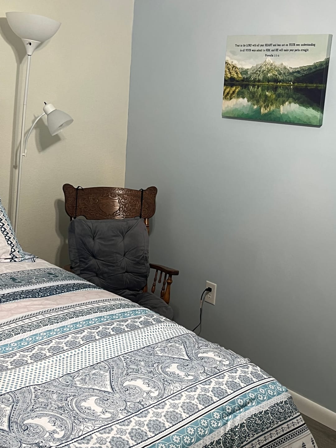 Customer photo review of Proverbs 3:5-6 Trust In The Lord With All Your Heart, Mountain Lake, Christian Wall Art Canvas