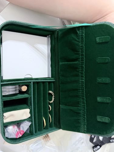 Customer photo review of Travel Jewelry Box – Portable Leather Organizer Case