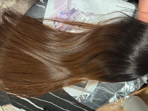 Customer photo review of Vietnamese Super Double Drawn Bone Straight 5x5 Glueless Closure Ombre Chocolate Brown Wig