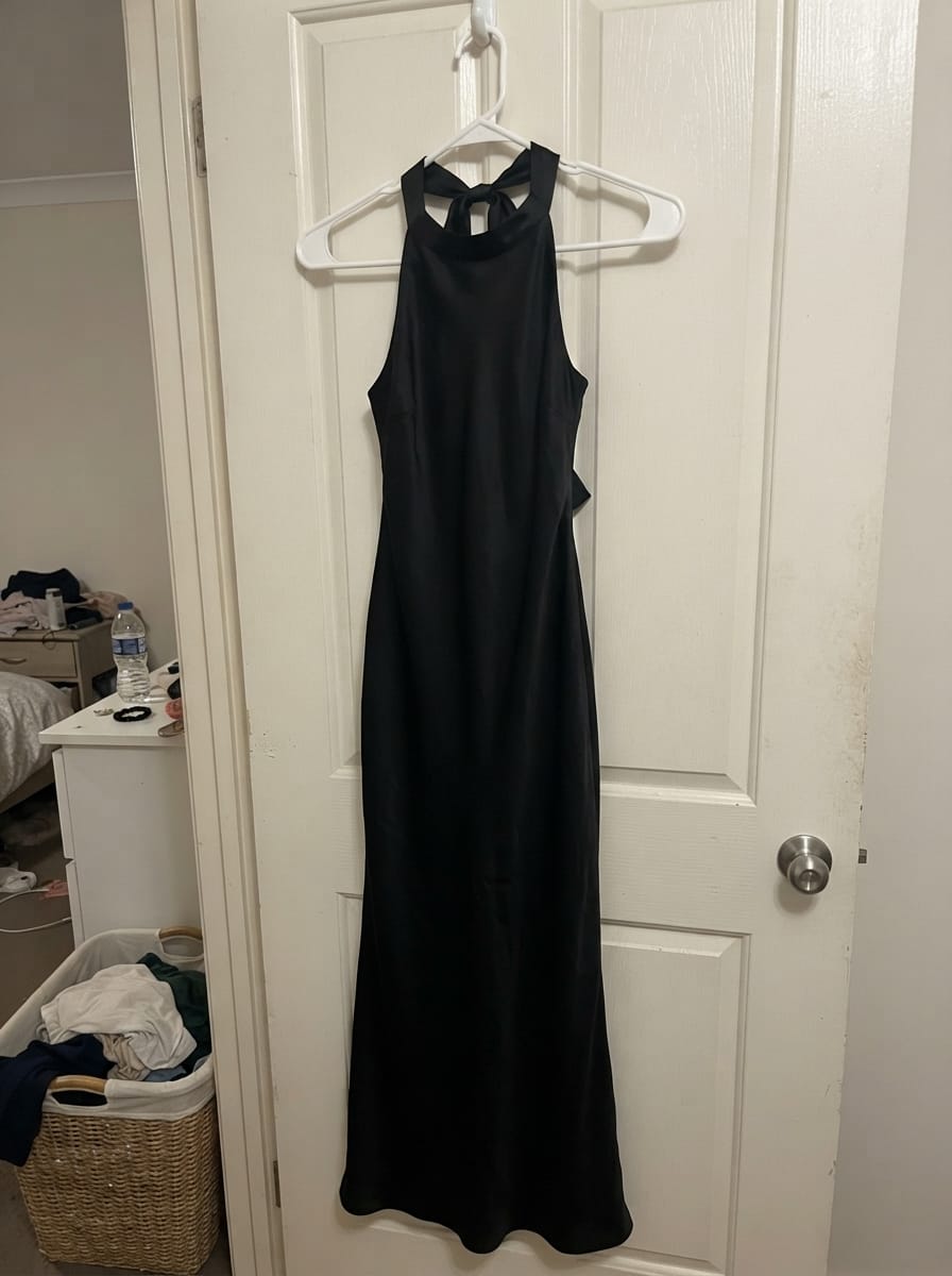 Customer photo review of Heavy Hearted Satin Maxi Dress - Black