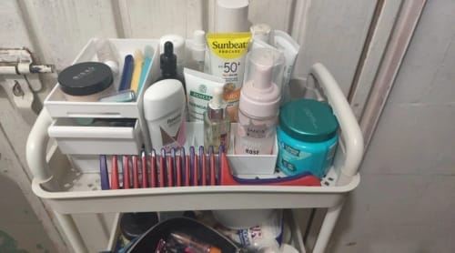 Customer photo review of Makeup Storage Drawer – Plastic Desktop Cosmetics Shelf