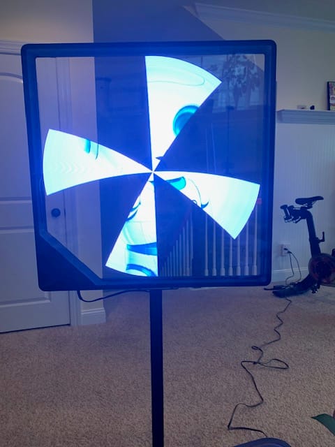Customer photo review of Square Acrylic Case on Flat Base Stand with L4 25.5" Holographic Fan