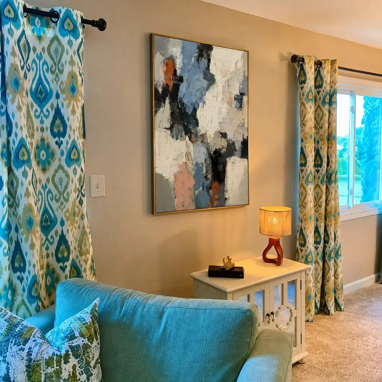 Customer photo review of Azure Spark Shards Abstract Wall Art