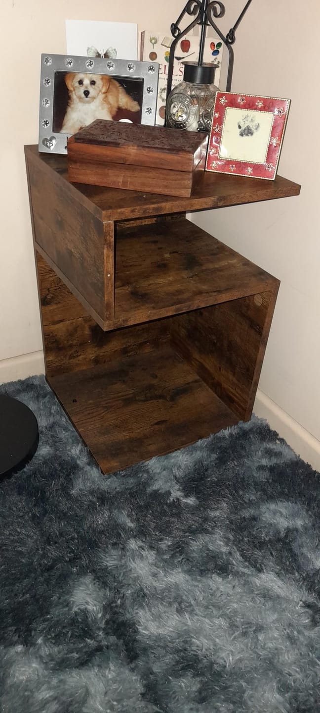Customer photo review of S Shape Bedside Tables with Shelf