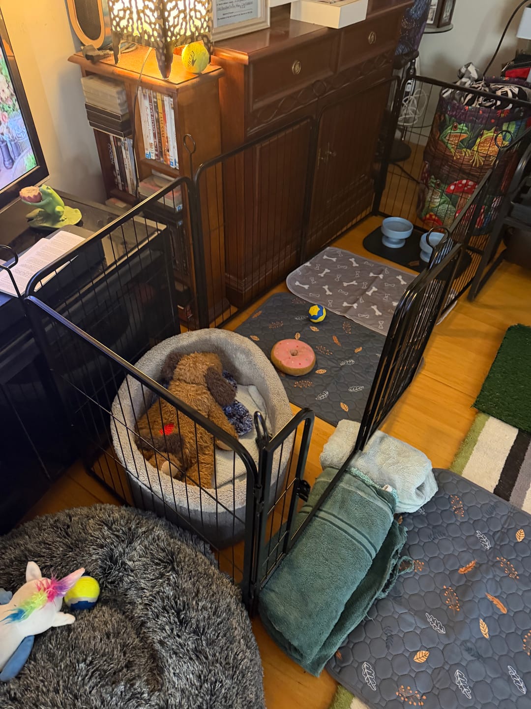 Customer photo review of 8 Panel Foldable Metal Dog Playpen Steel Puppy Pet Exercise Pen Black