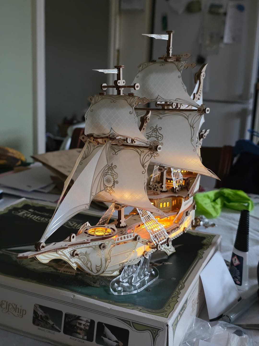 Customer photo review of Rokrgeek  Fantasy Elf Ship DIY 3D Wooden Puzzle Kit