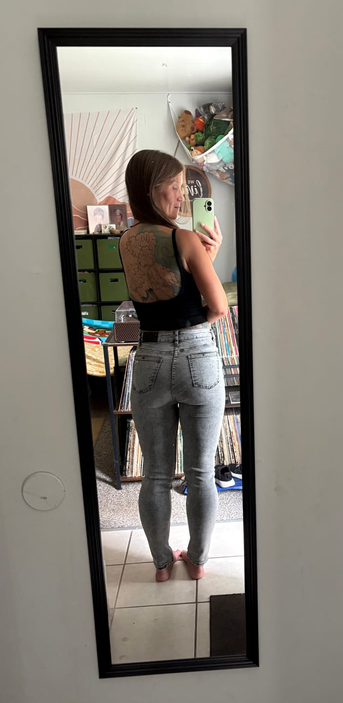 Customer photo review of Golden High-Waisted Skinny Jean