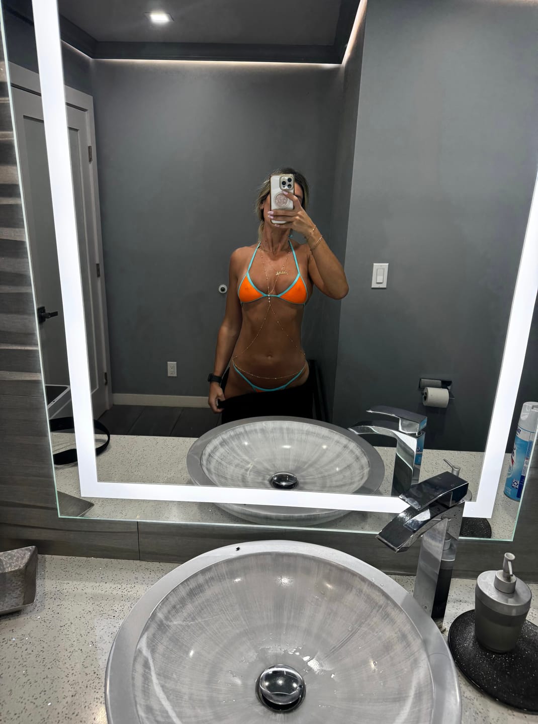 Customer photo review of 001 Triangle Bikini Top - Sunburst Orange