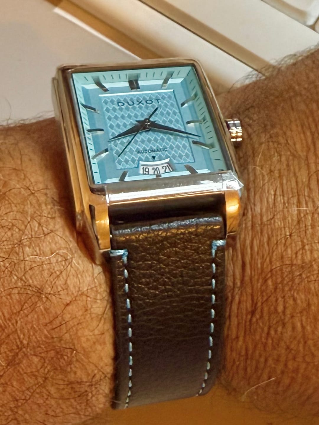 Customer photo review of Leather - Contrast Stitch Black with Light Blue