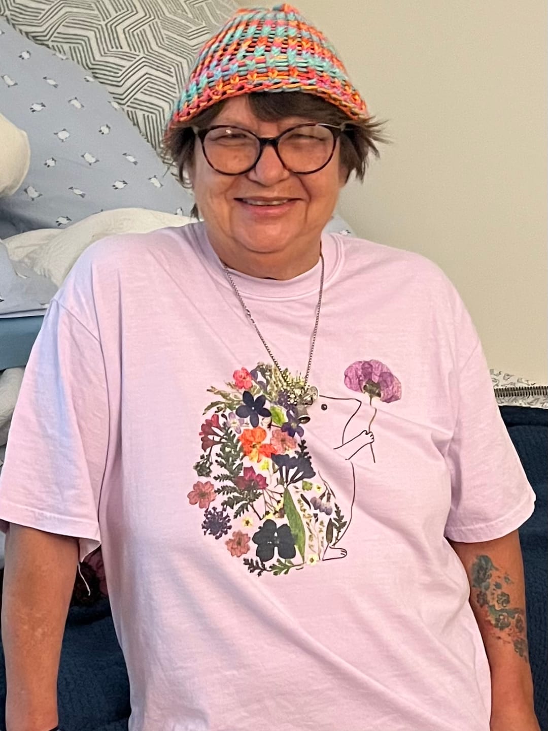 Customer photo review of Wildflower Hedgehog T-Shirt