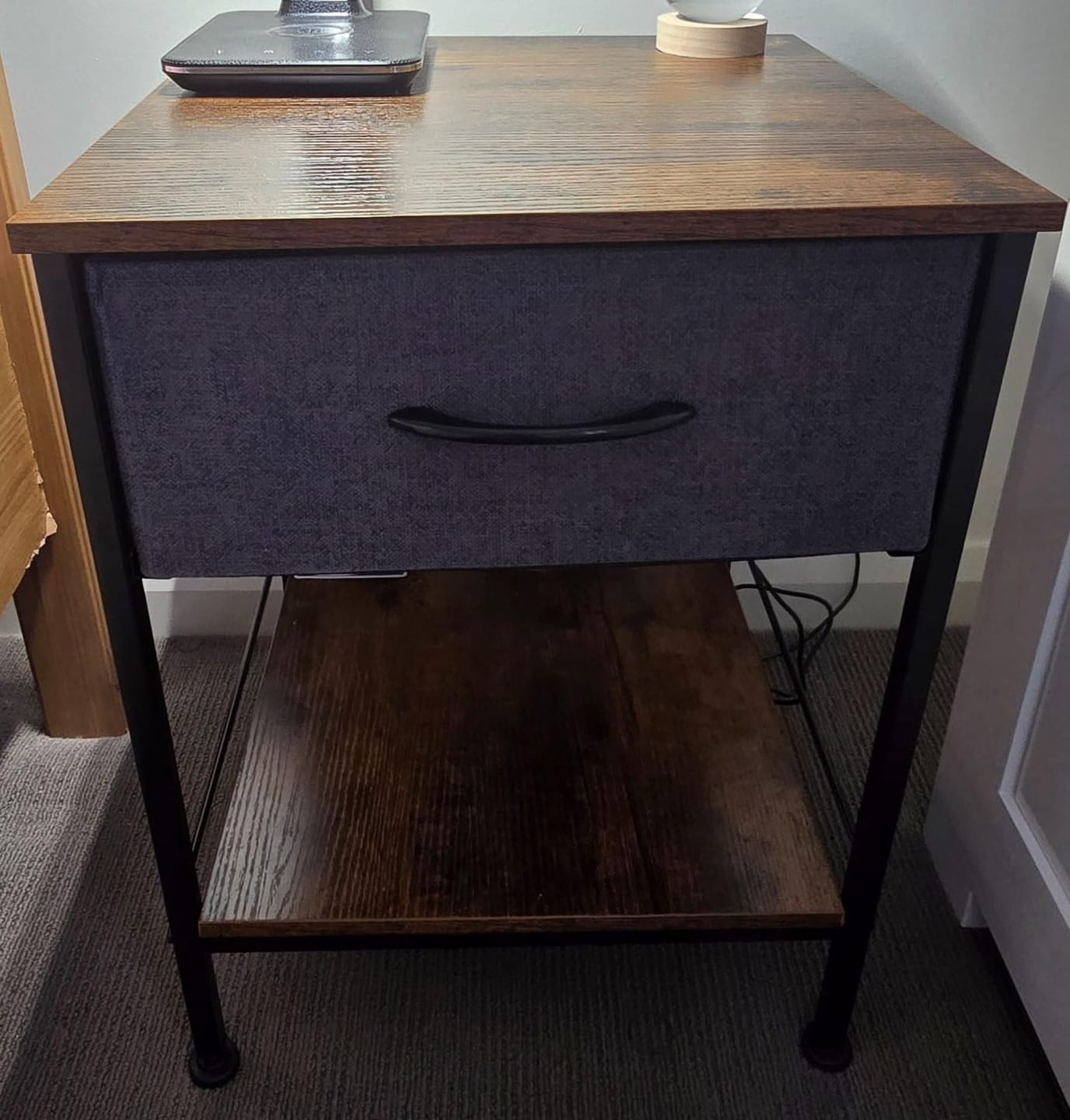 Customer photo review of Metal Frame Bedside Table with Storage