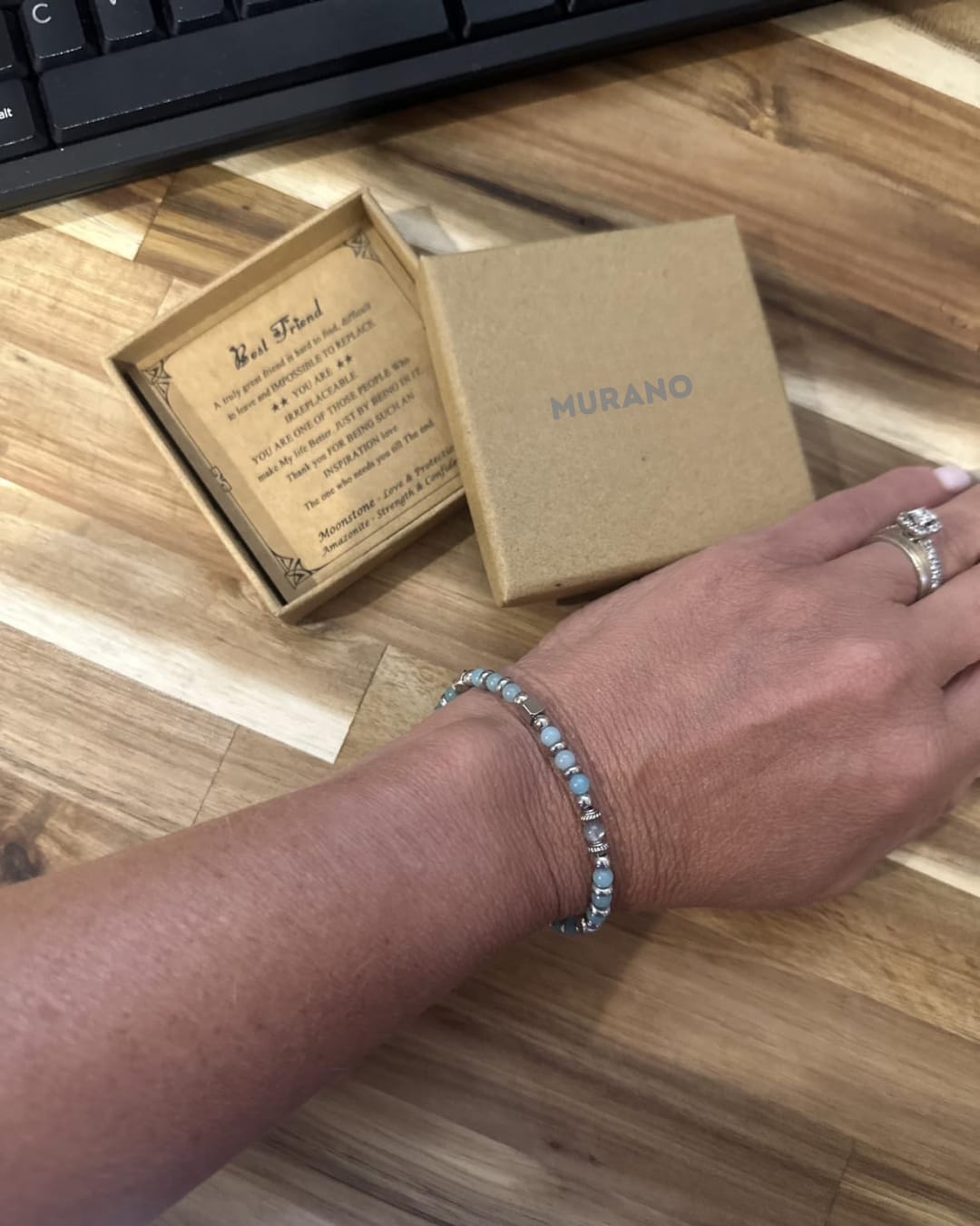 Customer photo review of Anniversary Gift for Women | Bracelet with Year-Specific Message Card