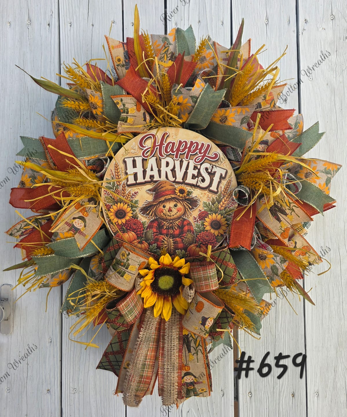 Customer photo review of Happy Harvest Scarecrow, PS-W-0234, 10in Sign For Wreath, Wood Wreath Sign