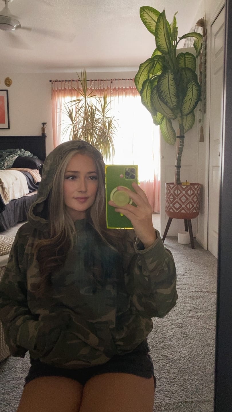 Customer photo review of Mirabelle Camo Oversized French Cotton Terry Hoodie