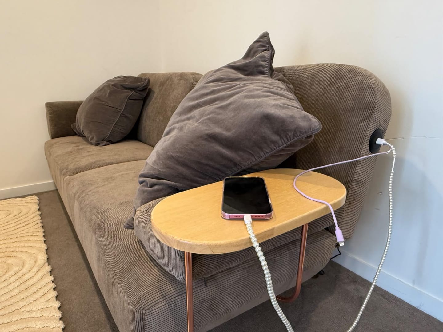 Customer photo review of Convertible Sofa bed With USB Charge and Side Table