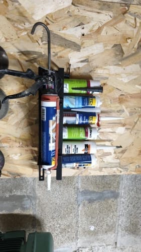 Customer photo review of Caulking Gun Storage Rack - Wall-Mounted Sealant Holder
