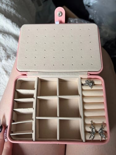 Customer photo review of Leather Jewelry Box – Ring and Earring Display Organizer