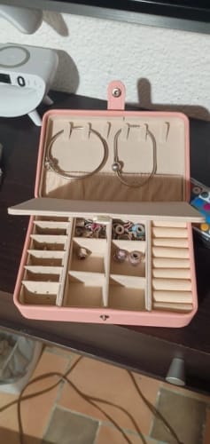 Customer photo review of Leather Jewelry Box – Ring and Earring Display Organizer