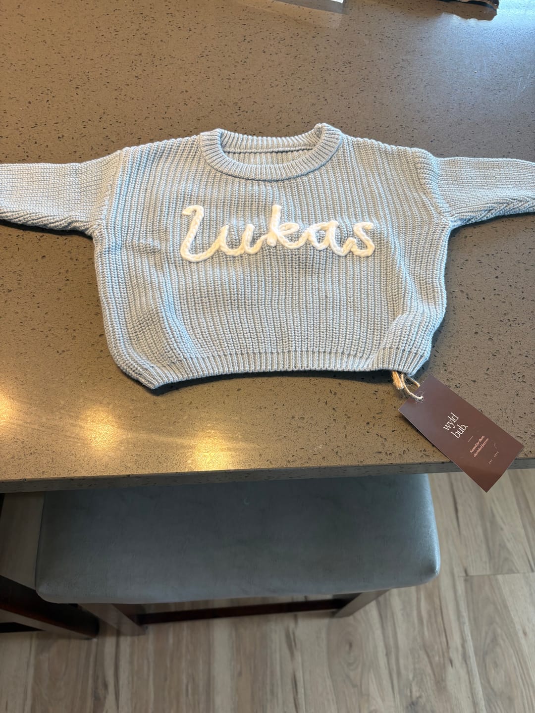Customer photo review of Hand Knitted Personalized Sweater