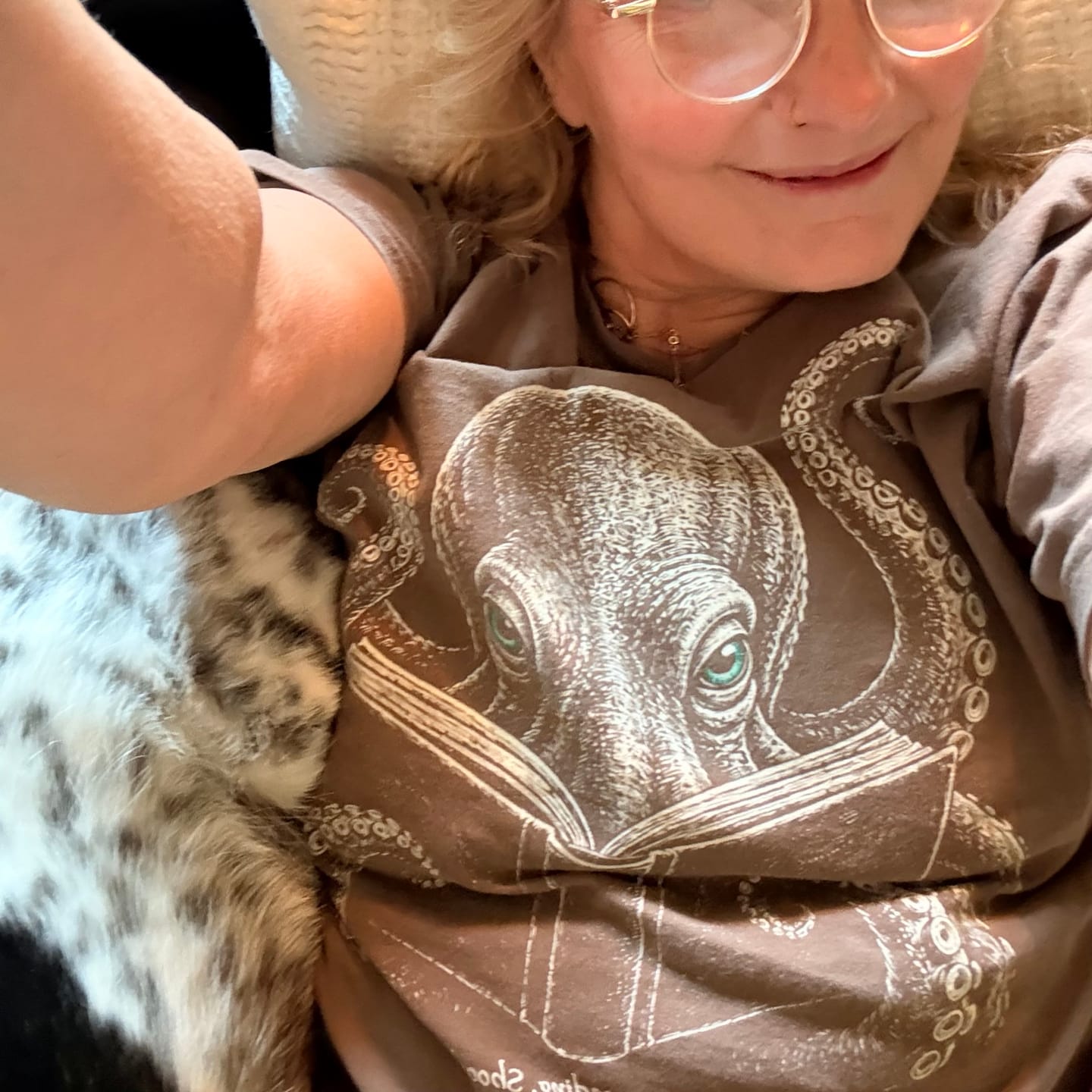 Customer photo review of Sir, I Am Reading Octopus T-Shirt