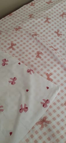 Customer photo review of Plaid Duvet Cover Set – Bow Print 3pcs Soft Bedding
