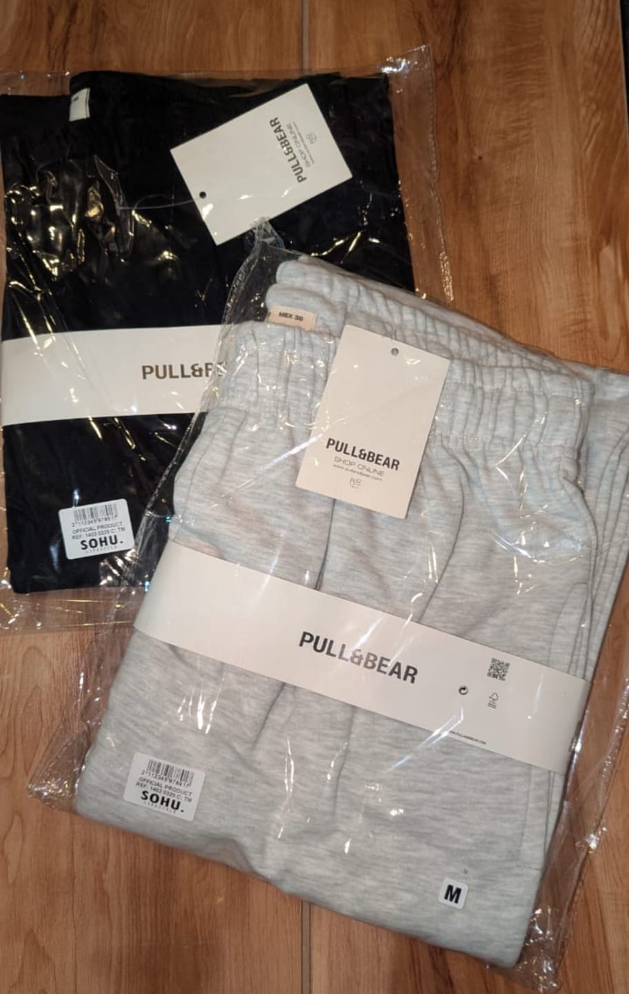 Customer photo review of P&B Mens Wide Leg Trousers Pack of 2