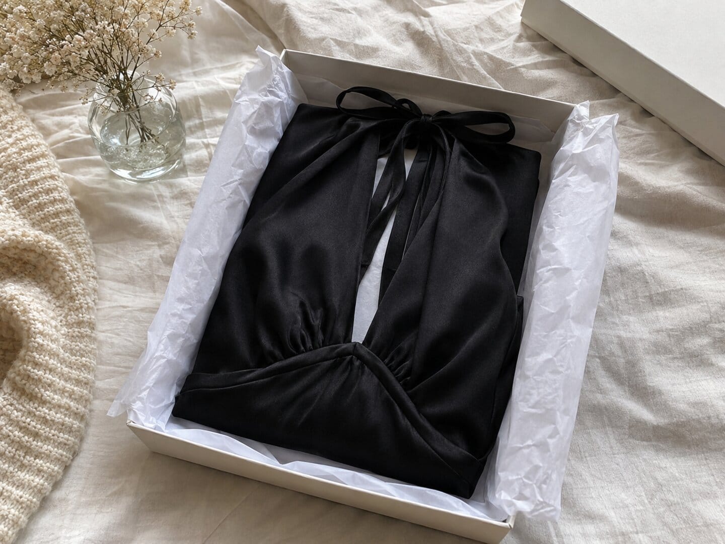Customer photo review of Heavy Hearted Satin Maxi Dress - Black