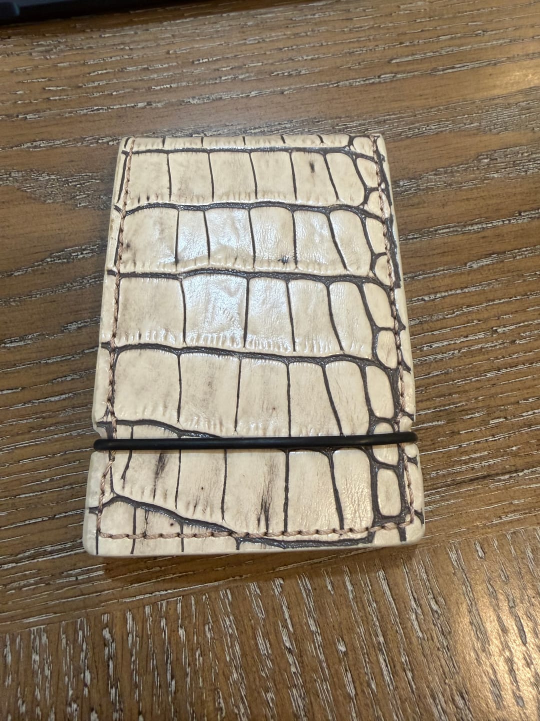 Customer photo review of BONE ALLIGATOR CASH COVER WALLET