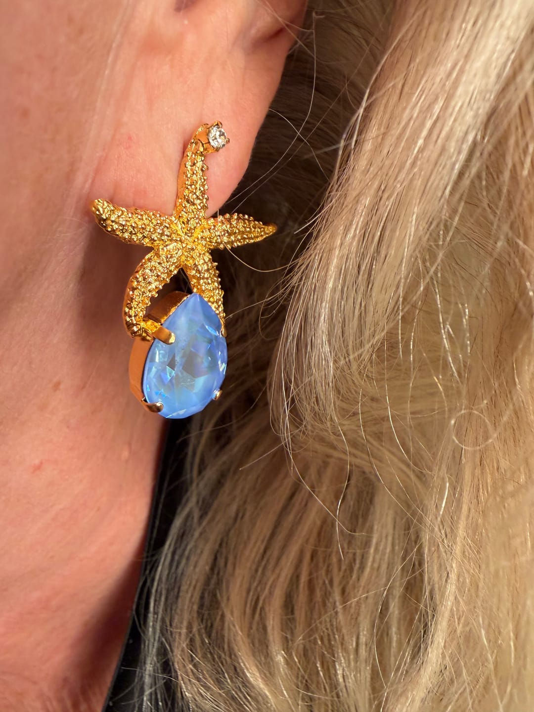 Customer photo review of Sea Star Drop earrings - ocean blue delite