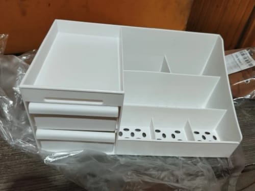 Customer photo review of Makeup Storage Drawer – Plastic Desktop Cosmetics Shelf