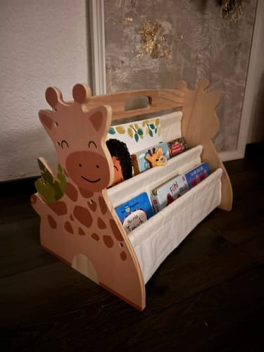 Customer photo review of Baby Bookshelf - 2 Tier Montessori Wood Book Rack